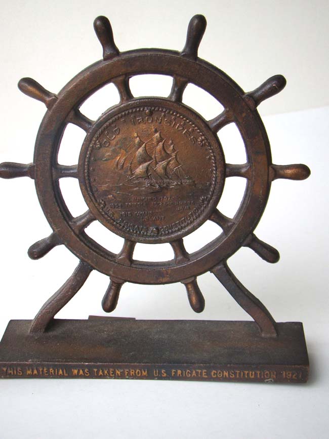 An Historic pair of USS Frigate Constitution Bookends circa 1927
